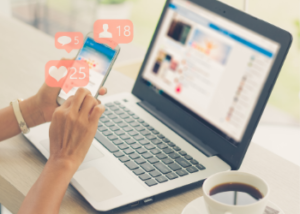 This picture shows the use of social media for the best digital marketing strategies for your cafe.